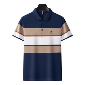 Camiseta Polo de Manga Corta de Alta Gama para Hombre, Cuello a Rayas, para Hombres de Mediana Edad - Product Image 3