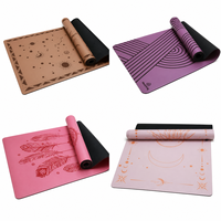 Tapis de yoga en caoutchouc naturel antidérapant en gros, motif personnalisé, ligne d'alignement laser, tapis de yoga en PU pour studio de fitness