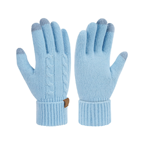 ถุงมือผ้าขนสัตว์100% แบบถักเต็มนิ้วสำหรับฤดูหนาวถุงมืออเนกประสงค์สำหรับตรวจจับเข็มสัมผัสสีขนาดทึบ - Product Image 3