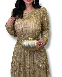 Robes de soirée de luxe Empire, broderie de perles de cristal, 100% polyester, écologiques, longueur au sol, silhouette en A pour femmes - Product Image 5