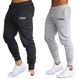 Pantalones de chándal para correr de cintura media para hombre, Pantalones rectos de algodón para entrenamiento de cintura elástica - Product Image 1
