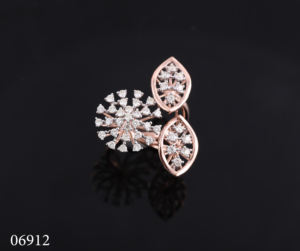 Elegante flor grande racimo laboratorio cultivado diamante 14K oro rosa cóctel boda anillo de novia para certificado - Product Image 3