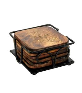 Dessous de verre en bois Dessous de verre de table en bois Ensemble de 6 pour tasses à thé Tasses à café Canettes de bière Bar - Product Image 1