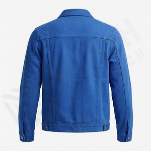 Veste en jean en coton pour homme, col rabattu, couleur unie, boutonnée, manches longues, design élégant, vêtement d'extérieur personnalisé - Product Image 2