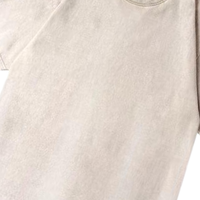 T-shirt Homme Col Rond Premium Coupe Classique Beige Délavé 100% Coton Épais Style Vintage Logo Personnalisé Écologique Anti-Plis