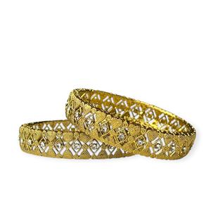 Fashion Trendy <b>Gold</b> Plated Brass Bangles Set with Imitation <b>Pearl</b> Elegant Bridal & Wedding Wear at Wholesale Price - Product Image 1