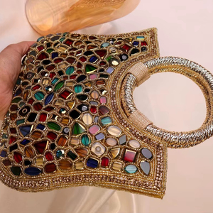 กระเป๋าคลัทช์ผ้าฝ้ายปักลายดอกไม้ทำด้วยมือกระเป๋าใส่เหรียญแบบพับเก็บได้สำหรับงานราตรีงานแต่งงานงานปาร์ตี้ปรับแต่งได้ - Product Image 1