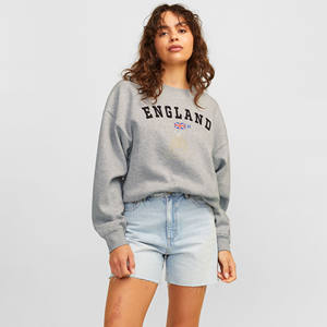 Sudadera Corta de Manga Larga para Mujer, 100% Algodón, Transpirable, Antiarrugas, Cuello Redondo, Estilo Casual, Ropa de Calle, Temporada de Invierno, Bordada - Product Image 1