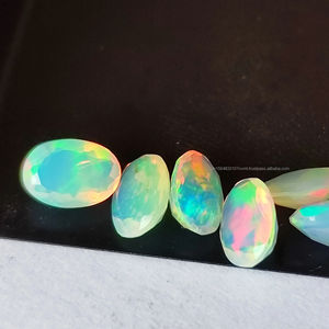 Ópalos blancos etíopes piedras preciosas ovaladas facetadas 6x4mm corte brillante redondo ópalo suelto Multi fuego Welo Opal cabujón lote al por mayor - Product Image 1