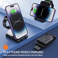 Station de charge sans fil 3 en 1 pliable pour téléphone, montre et écouteurs, adaptateur QC 3.0, boîte de vente au détail pour les voyages