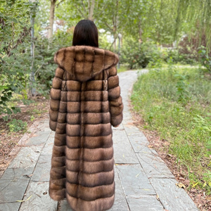 Women's Luxury Full <strong>Length</strong> Vintage Woven Wool/Silk <strong>Coat</strong> with Hood <strong>Floor</strong> <strong>Length</strong> Standard Thickness Light Warm - Product Image 4