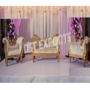 Ensemble de chaises longues et tabourets de mariage en teck de couleur personnalisée, style européen, pour scène de mariage indienne, taille sur mesure, mobilier de luxe - Product Image 3