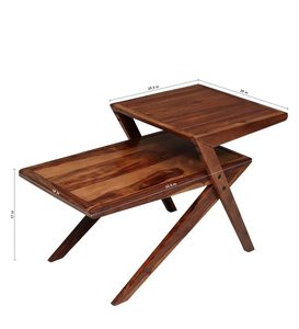 Table basse en bois moderne unique pour salon, bois de sheesham massif, finition naturelle, réglable - Product Image 2