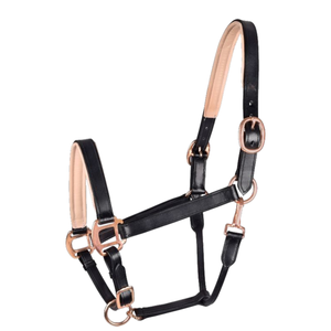 Haute Qualité Personnalisable En Cuir Cheval Halter Rose Pâle Rembourrage Confort Protection Or Rose Montage Équestre ADIBA OVERSEAS - Product Image 1
