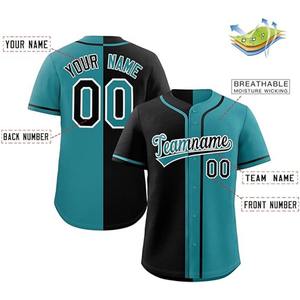 Venta al por mayor de fábrica, camisetas de béisbol negras personalizadas, uniformes sublimados transpirables elegantes, servicio OEM disponible - Product Image 2