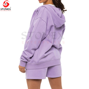 2023 Women Custom Training Jogging Wear 2 Piece Set Sportswear Oversized Crewneck Shorts Tracksuits Jogger Set - Product Image 4
