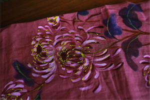 Elegante 100% ramio orgánico pintado a mano bordado Floral hermosa bufanda étnica cuadrada para mujer bufanda de longitud cuadrada hecha a mano - Product Image 5