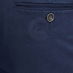 กางเกงผ้าฝ้าย100% น้ำหนักเบาสำหรับผู้ชาย, กางเกงลำลองมีสายรัดเอวโค้งสีเข้มซักแบบรัดรูป - Product Image 6