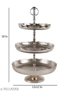 Soporte de pastel de latón de metal con recubrimiento de polvo azul Soporte de pastel de metal de aluminio de forma redonda de 3 niveles - Product Image 4
