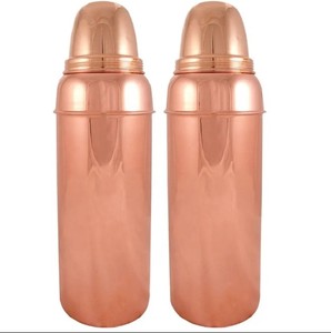 Botella de agua de cobre antiguo puro 100% de la mejor calidad, diseño de boca ancha para estilo deportivo para mujeres y hombres - Product Image 1