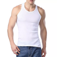 Tank Top Pria Ukuran Kustom Kerah Tegak Kasual Fitness Seksi Pakaian Gym 100% Katun Rajut Berorientasi Ekspor Grosir Super Cepat