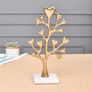 Belle figurine d'arbre en or avec des branches de motif de coeur Décor de table élégant pour l'affichage de cadeaux de bureau à domicile Base stable d'accent d'amour - Product Image 1