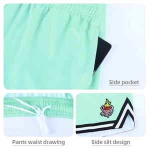 Pantalones cortos de baloncesto de malla personalizados de secado rápido para hombre al por mayor pantalones cortos deportivos vintage calientes patrón liso teñido - Product Image 4