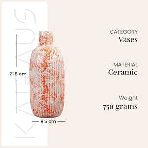 Jarrón de Cerámica Bohemio, Color Naranja, Marrón y Azul, Hecho a Mano, Moderno, Versátil, de Bajo Mantenimiento, con Motivo Intrincado - Product Image 3