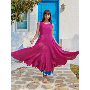 Vestido Maxi Largo de Algodón Rosalie - Cintura Imperio Sólida de Una Pieza de Alta Calidad para el Día o Fiestas - Product Image 2