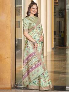 Sari de diseñador con arte geométrico impreso digital - Product Image 5