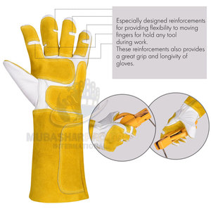 Factory Manufacturer Custom Made Leather Welding <b>Gloves</b> Work Wear Heat Protection Welding <b>Gloves</b> - Product Image 4