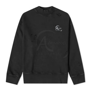 Sweat-shirts surdimensionnés pour hommes à manches longues avec logo personnalisé, prix de gros, en coton mélangé - Product Image 2