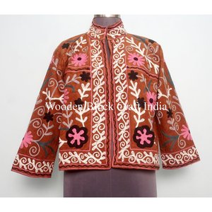 vintage Custom Made Embroidered cotrise Jackets with Cotton Filled Artisan Craftsmanship Windproof Multi Coloured jacket - Product Image 1