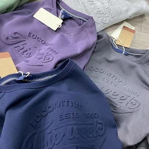 Premium 500Gsm Logotipo en relieve de alta calidad Impresión de descarga de gran tamaño personalizada Sudaderas con capucha de invierno con cuello levantado para mujeres - Product Image 3
