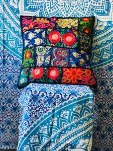 Patchwork vintage passepoil housse de coussin fait à la main coton kantha brodé bohème éclectique décor à la maison taies d'oreiller - Product Image 2