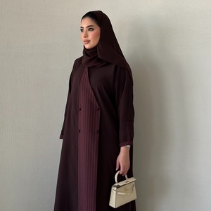 Abaya เสื้อผ้ามุสลิมแบบดั้งเดิมวัสดุผ้าไหมปักลายป้องกันริ้วรอยกำหนดสีได้เองแบบเรียบง่าย - Product Image 2