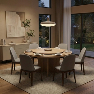 Mesa de Comedor Redonda de Madera Moderna y Minimalista, Desmontable, Ecológica, para Apartamentos, Villas, Hoteles y Centros Comerciales - Product Image 2
