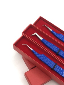 Pince à épiler professionnelle en acier inoxydable pour extensions de cils, 90 degrés, revêtement en poudre bleue, 10 mm de longueur, vente en gros, haute qualité, durable - Product Image 3