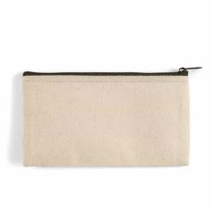 Pochette rectangulaire pratique en jute/toile avec fermeture éclair, 9,25 x 5 pouces, capacité moyenne, sac simple - Product Image 1