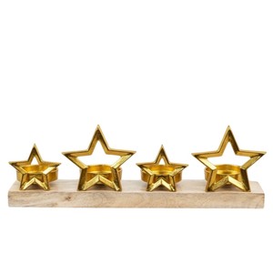 Porte-bougie en métal fait main en forme de renne avec base en bois, finition bronze, figurine de cerf, porte-bougie chauffe-plat pour décoration de Noël - Product Image 3
