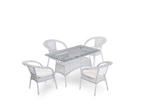 Ensemble de 4 chaises de salle à manger d'extérieur KUGU NIZIP Turquie, de haute qualité, en rotin tressé moderne avec structure en aluminium, pour hôtel