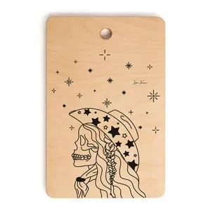 Planche à découper en bois personnalisée pour le jour des morts, portrait de fille, décor de cuisine, bloc à découper en bois fait à la main cadeau - Product Image 1