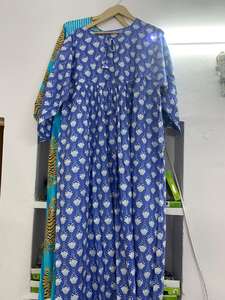 Mini vestido Midi corto de algodón indio hecho a mano con mangas estampado de bloque de mano para playa y trabajo modelo pedido requerido - Product Image 6