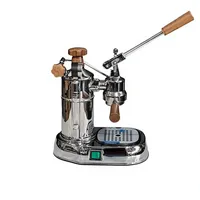 Cafetera eléctrica semiautomática plateada de acero inoxidable con 15 bares de presión