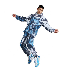 Survêtement de sport de plein air pour hommes du fabricant-Ensemble de pantalons de survêtement à capuche délavés et épais pour l'hiver-Écologique pour le printemps - Product Image 1