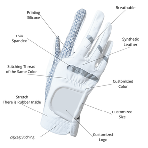 Gants de golf personnalisés respirants pour homme et femme, en cuir synthétique Cabretta, en peau de mouton, légers, imprimés, de haute qualité - Product Image 2