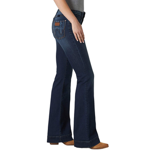 Leggings évasés en denim pour femmes, tricotés, épais, taille haute, coupe bootcut, respirants, sans couture, extensibles, bas de pantalon cloche, mode streetwear chaude - Product Image 5