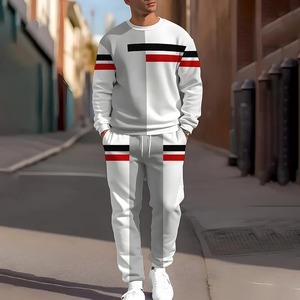 Winter <b>Men's</b> Formal Long Sleeve Fleece <b>Thermal</b> Pullover Sweatshirt & Drawstring Waist <b>Pant</b> 2-Piece Set 100% Cotton Woven 400GSM - Product Image 4