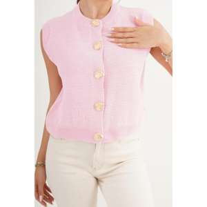 Gilet tricoté sans manches rose à boutons en forme d'escargot pour usage extérieur, vente en gros - Product Image 2