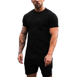 Nouvel Arrivage Ensemble de Sport Homme T-shirt Uni et Short Taille Élastique Logo Personnalisé Broderie Été Spandex/Coton Épais - Product Image 6